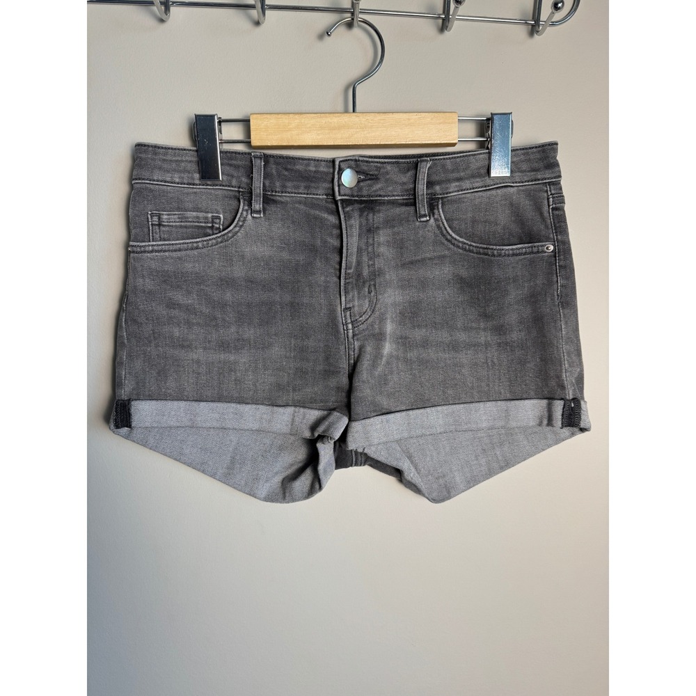 H&M Grey Cuffed Denim Shorts Casual 8 Womens Skater Girl Y2K 90s Indie Grunge